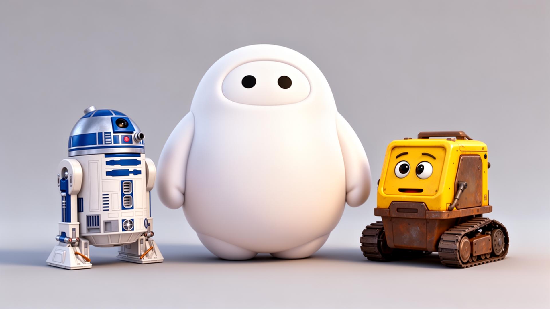 Friendly robots inspired by beloved storytelling characters, symbolizing approachable physical AI